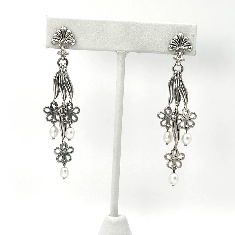 Lagos Sterling Silver & Pearl Flower Chandelier Earrings